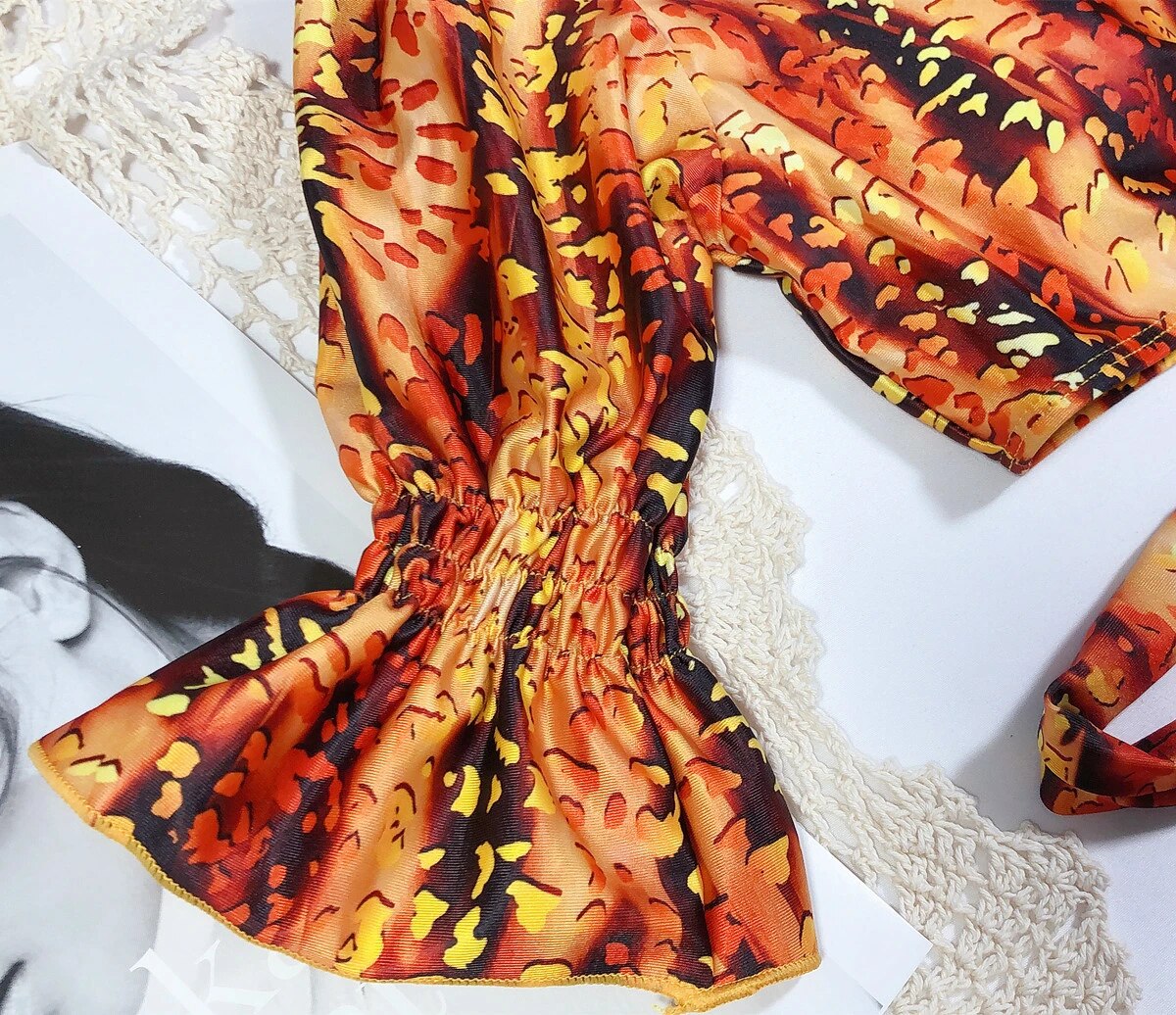 Brani | Bikini estampado con mangas abullonadas
