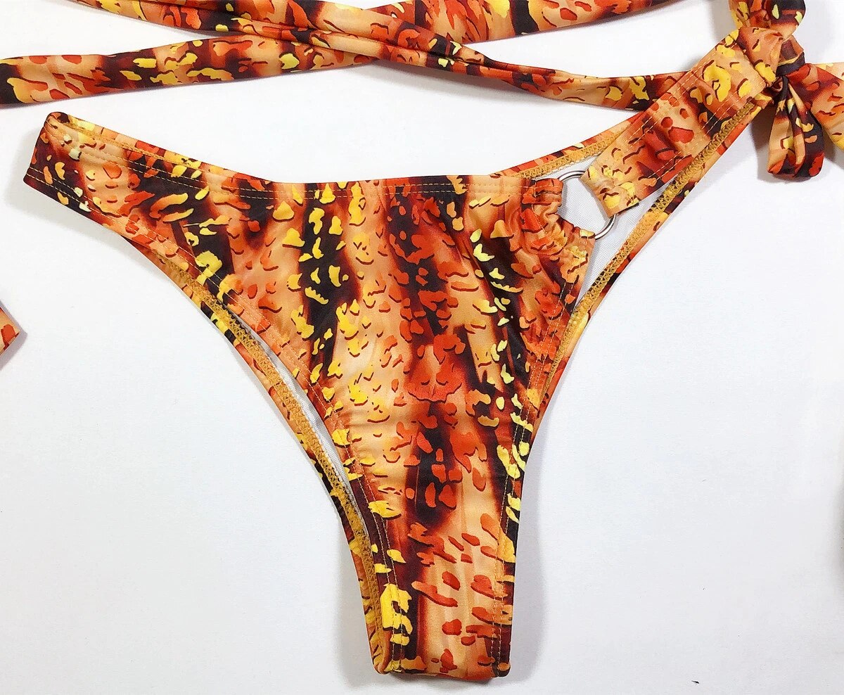 Brani | Bikini estampado con mangas abullonadas