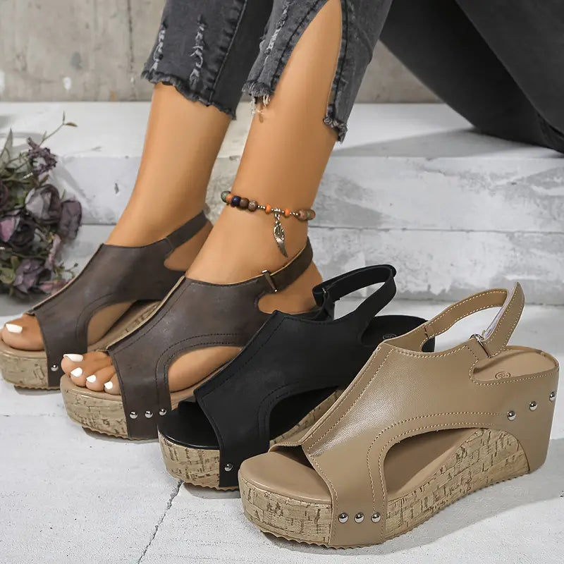 avellana | Sandalias de plataforma de tacón alto vintage elegantes