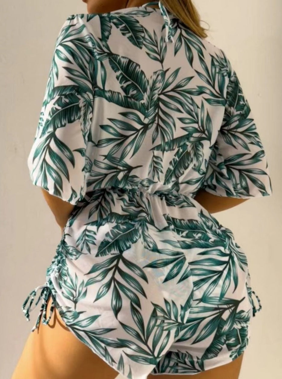 Braylee | Bikini sexy tres piezas con estampado tropical