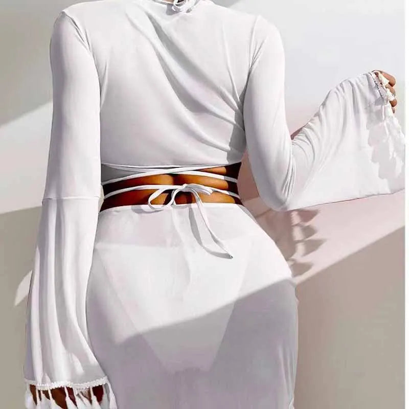 Bota | Conjunto bikini con borlas moda para mujer