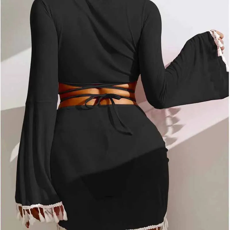 Bota | Conjunto bikini con borlas moda para mujer