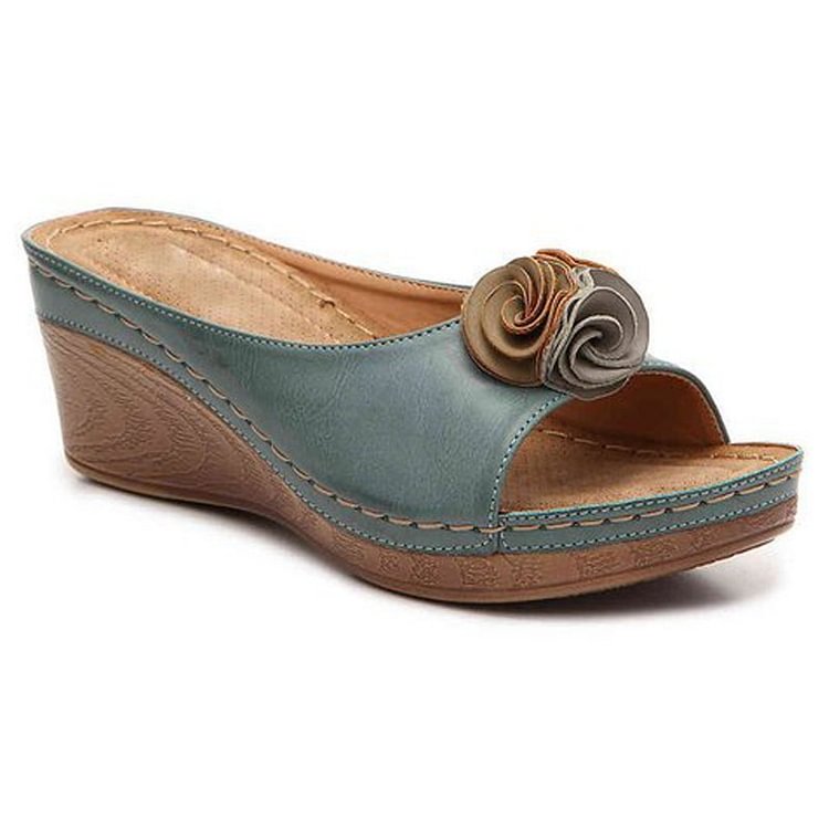 Ximena | Sandalias cómodas de piel con estampado floral.