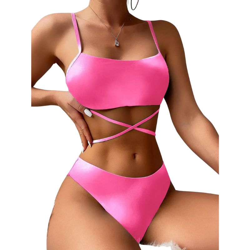 Bonaria | Bañador bikini  3 piezas con cordones y falda  playa