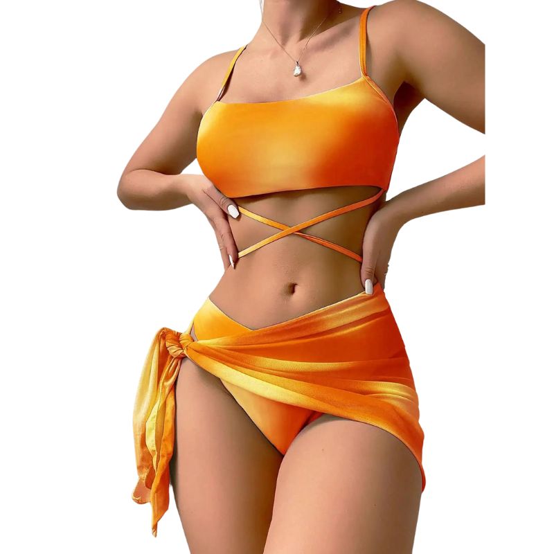 Bonaria | Bañador bikini  3 piezas con cordones y falda  playa