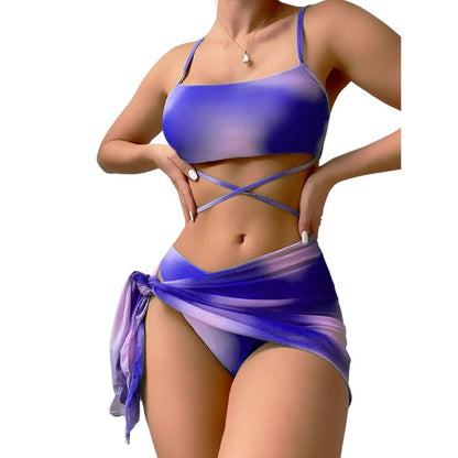 Bonaria | Bañador bikini  3 piezas con cordones y falda  playa