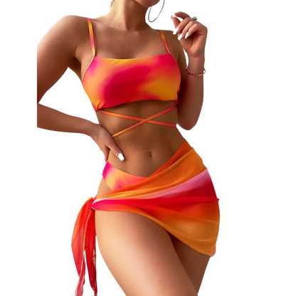 Bonaria | Bañador bikini  3 piezas con cordones y falda  playa