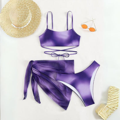 Bonaria | Bañador bikini  3 piezas con cordones y falda  playa