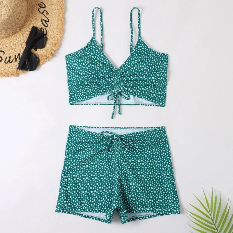 Bondie | Traje  baño bikini  encaje gradado  3 piezas con falda  playa
