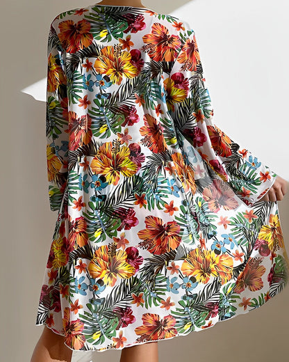Bittor | Conjunto  bikini tipo pareo con estampado tropical