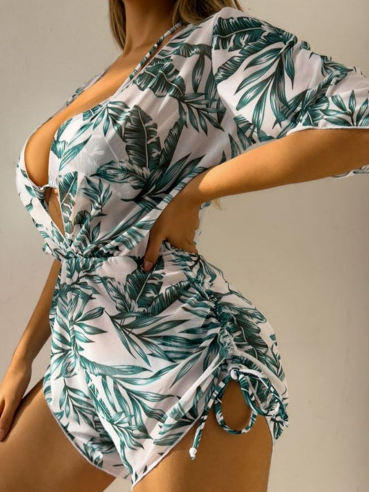 Braylee | Bikini sexy  tres piezas con estampado tropical