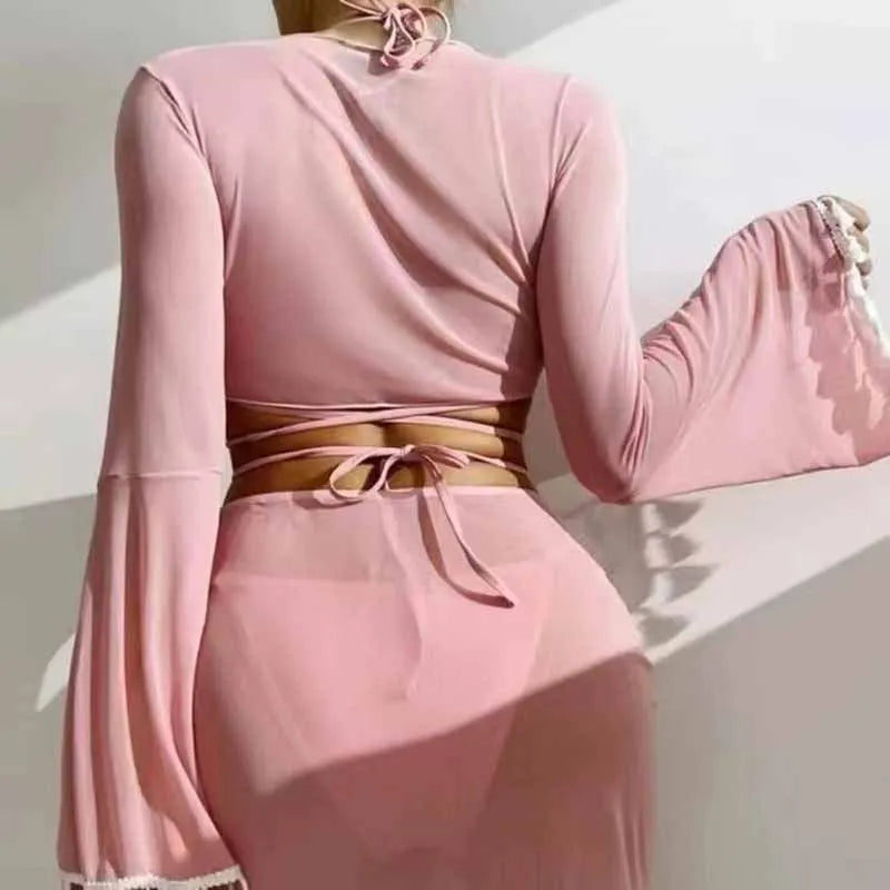 Bota | Conjunto  bikini con borlas  moda para mujer