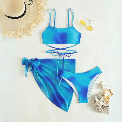 Bonaria | Bañador bikini  3 piezas con cordones y falda  playa