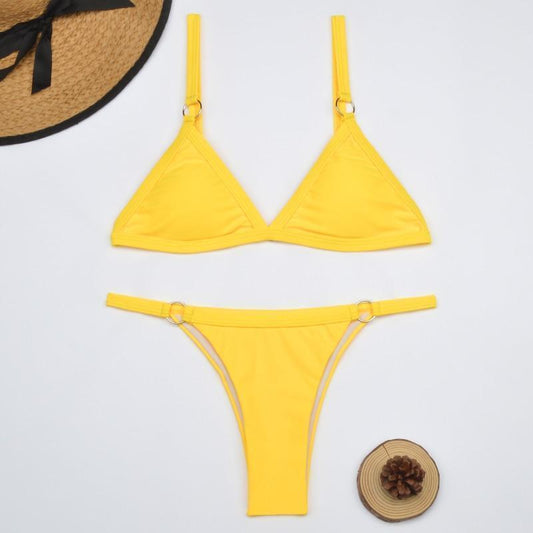 Beneta | Bañador bikini  dos piezas con aros  metal dorado y copas triangulares Heidi-Mo