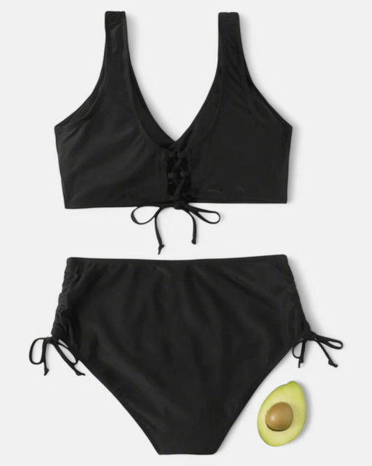 Ana | Bikini liso con toque portivo y cordón