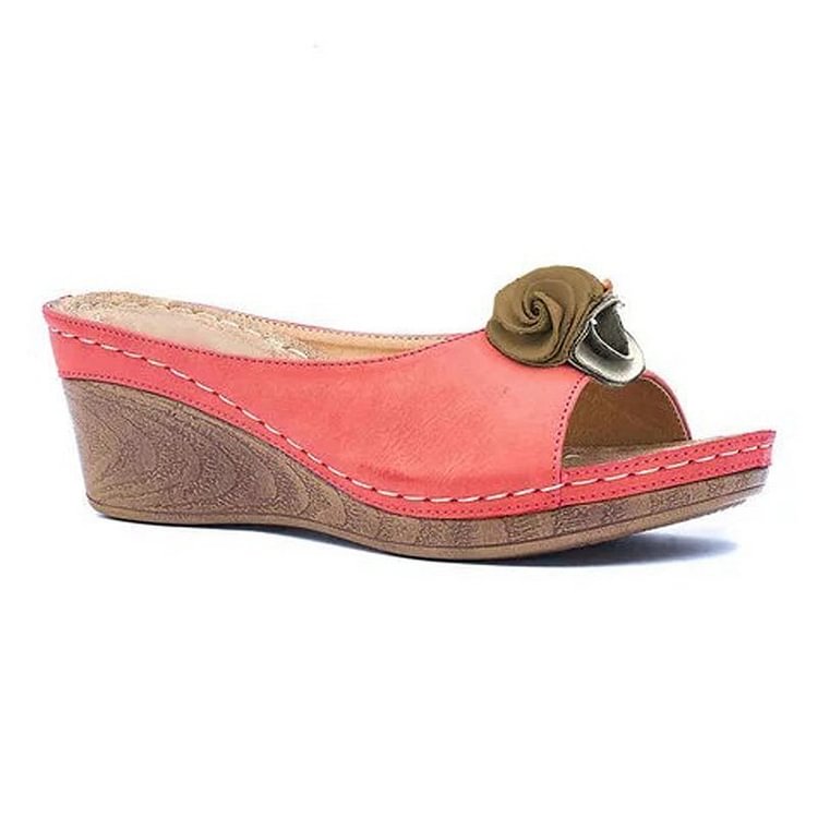 Ximena | Sandalias cómodas de piel con estampado floral.